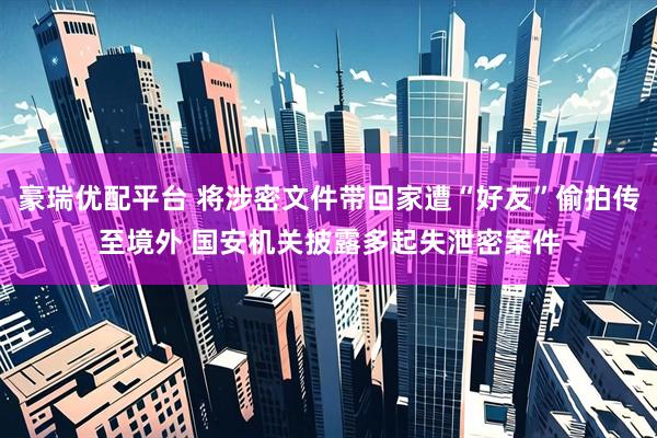 豪瑞优配平台 将涉密文件带回家遭“好友”偷拍传至境外 国安机关披露多起失泄密案件